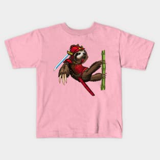 Sloth Samurai Graphic Art Kids T-Shirt